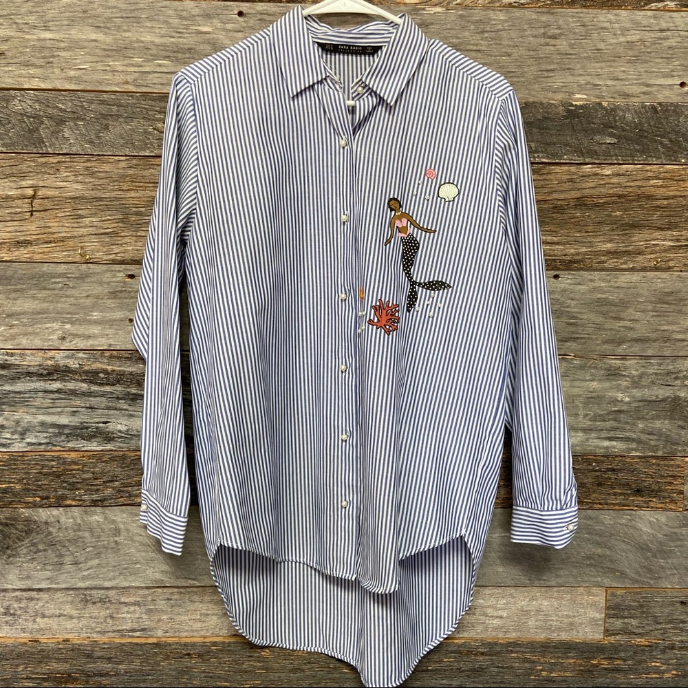 Zara Button Down Pearl Mermaid Shirt